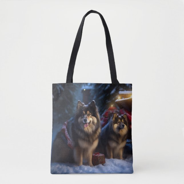 Finnish Lapphund Snowy Sleigh Christmas Decor  Tote Bag (Front)