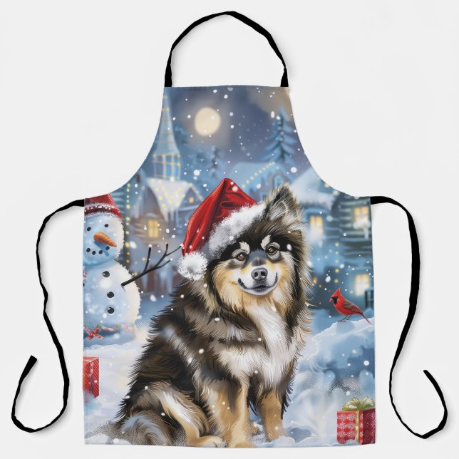 Finnish Lapphund Winter Wonderland Christmas Joy  Apron (Front)