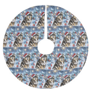 Finnish Lapphund Winter Wonderland Christmas Joy  Brushed Polyester Tree Skirt
