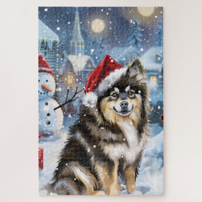 Finnish Lapphund Winter Wonderland Christmas Joy  Jigsaw Puzzle (Vertical)