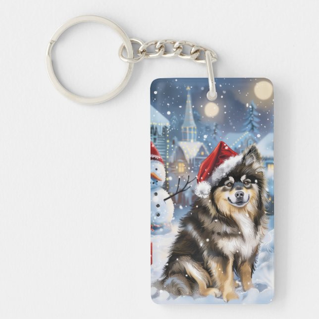 Finnish Lapphund Winter Wonderland Christmas Joy  Key Ring (Front)