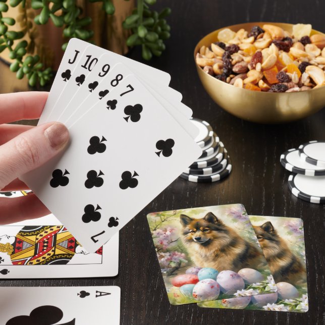 Finnish Lapphund  with Easter Eggs Playing Cards (In Situ)