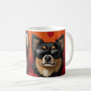 Finnish Lapphund With Heart Roses Valentine's Day Coffee Mug