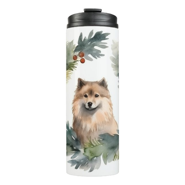 Finnish lappund Christmas Wreath Festive Pup Thermal Tumbler (Front)