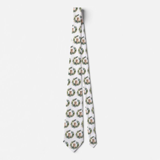 Finnish lappund Christmas Wreath Festive Pup Tie (Front)