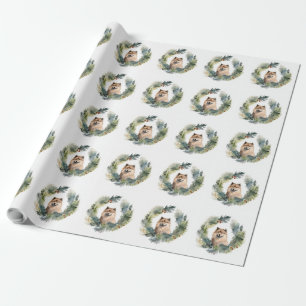 Finnish lappund Christmas Wreath Festive Pup Wrapping Paper