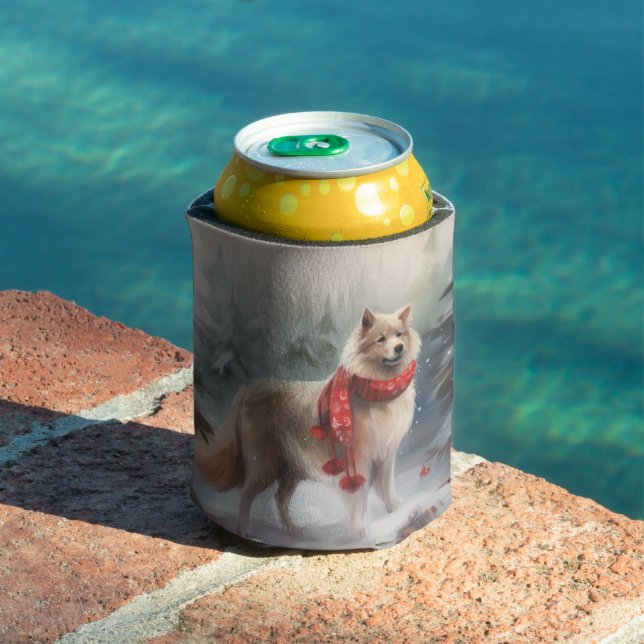 Finnish Lappund Dog in Snow Christmas  Can Cooler (In Situ Pool)