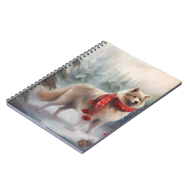 Finnish Lappund Dog in Snow Christmas  Notebook (Left Side)