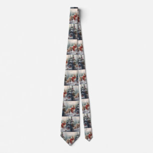 Finnish Lappund Dog in Snow Christmas Tie