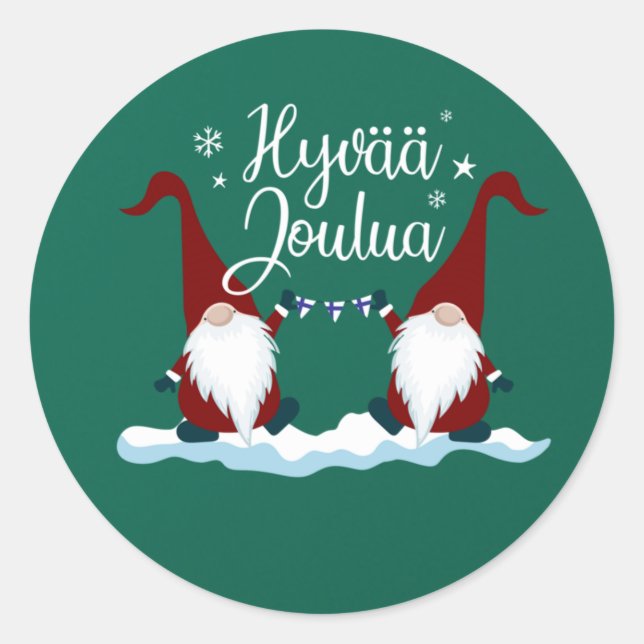 Finnish Merry Christmas Finland Gift Tee Hyvaa Jou Classic Round Sticker (Front)