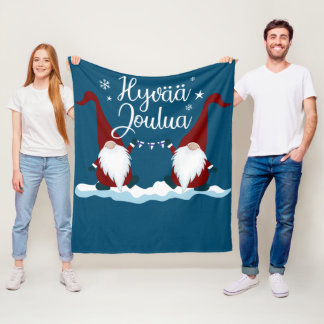 Finnish Merry Christmas Finland Gift Tee Hyvaa Jou Fleece Blanket