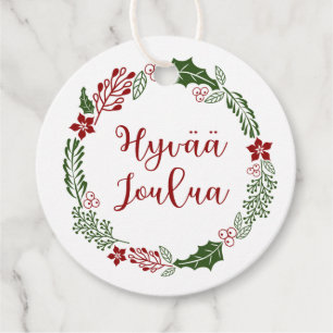 Finnish Merry Christmas, Hyvää joulua, Custom Favour Tags