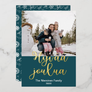 Finnish Merry Christmas, Hyvää joulua, Elegant Foil Holiday Card