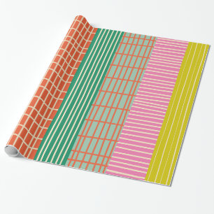 Finnish Patchwork Stripes Colourful Pattern Wrapping Paper