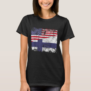 FINNISH ROOTS Half American Flag USA FINLAND FLAG T-Shirt