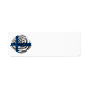 Finnish Rose Flag on Black Return Address Label
