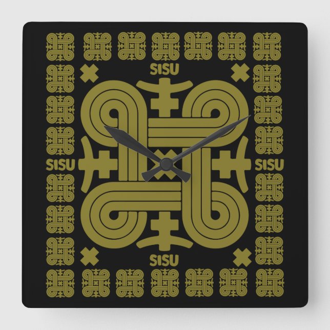 Finnish Sisu Art Square Wall Clock (Front)