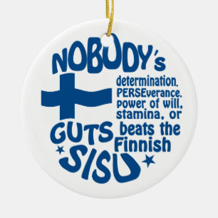 Finnish SISU ornament, double-sided Ceramic Tree Decoration