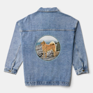 Finnish Spitz at Seashore Painting - Dog Art Denim Jacket