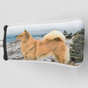 Finnish Spitz at Seashore Painting - Dog Art Golf Head Cover