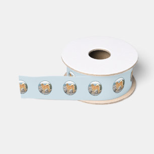 Finnish Spitz at Seashore Painting - Dog Art Grosgrain Ribbon