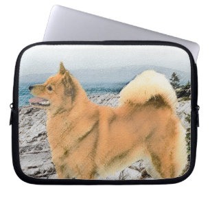 Finnish Spitz at Seashore Painting - Dog Art Laptop Sleeve