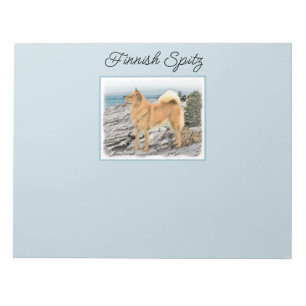 Finnish Spitz at Seashore Painting - Dog Art Notepad