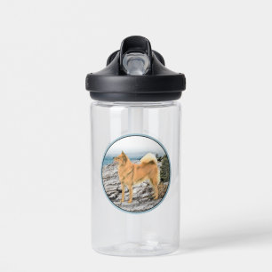 Finnish Spitz at Seashore Painting - Dog Art Water Bottle