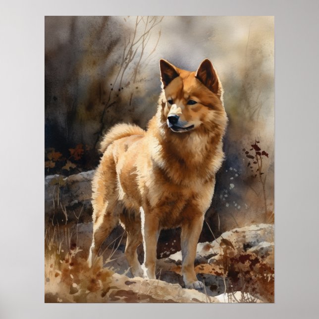 Finnish Spitz Dog Art Print Poster (Front)