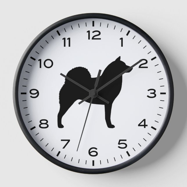 Finnish Spitz Dog Breed Silhouette Clock (Front)