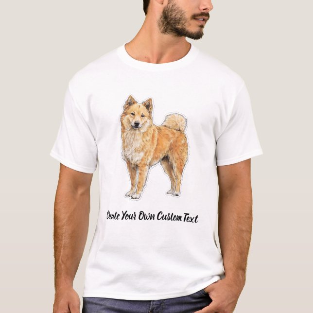 Finnish Spitz Dog Create Your Own Custom Text  T-Shirt (Front)