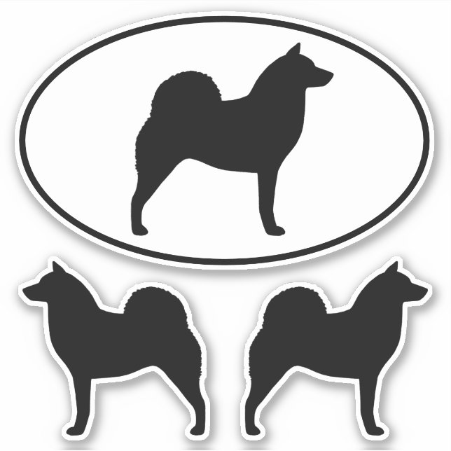 Finnish Spitz Dog Silhouettes Vinyl Sticker Set (Front)