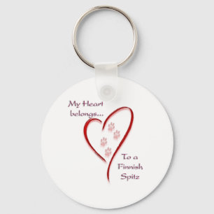 Finnish Spitz Heart Belongs Key Ring