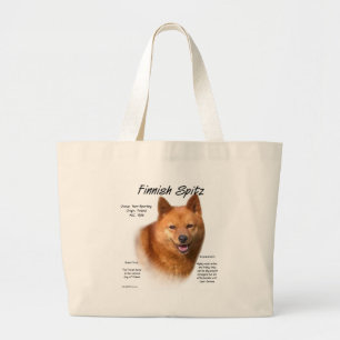 Finnish Spitz History Design Large Tote Bag