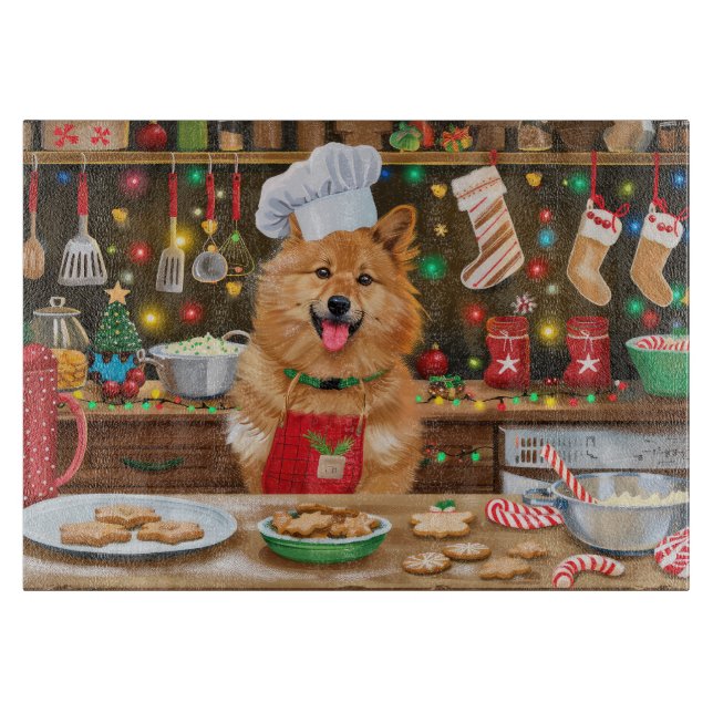 Finnish Spitz Holiday Baking: Festive Christmas Cutting Board (Front)