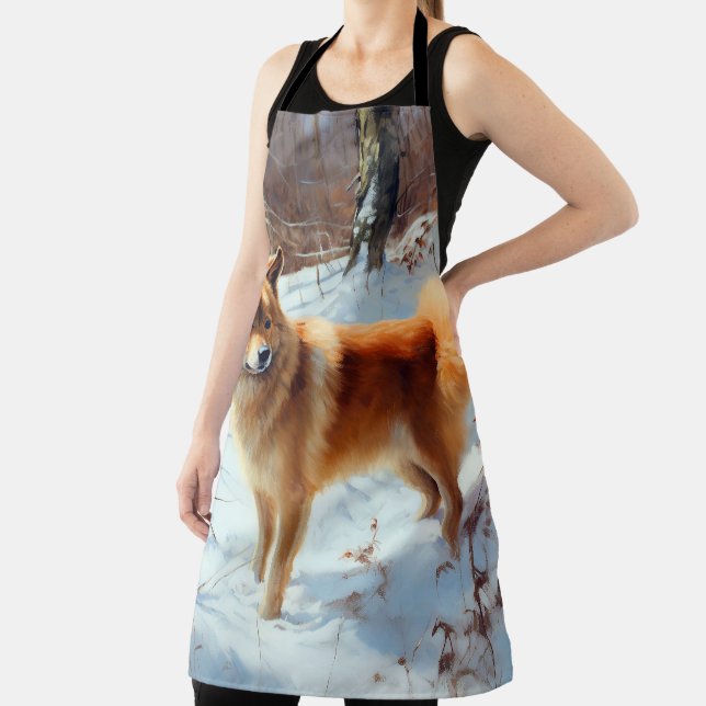 Finnish Spitz Let It Snow Christmas  Apron (Insitu)