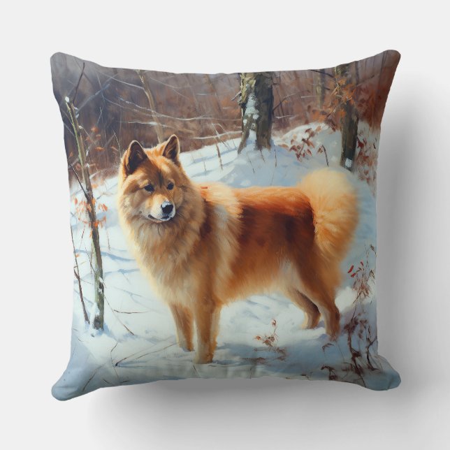 Finnish Spitz Let It Snow Christmas  Cushion (Back)