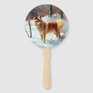 Finnish Spitz Let It Snow Christmas  Hand Fan