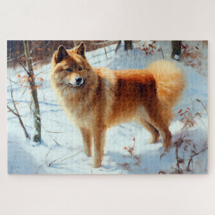 Finnish Spitz Let It Snow Christmas  Jigsaw Puzzle