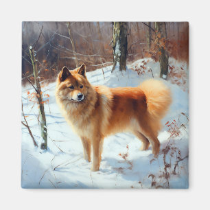 Finnish Spitz Let It Snow Christmas Magnet