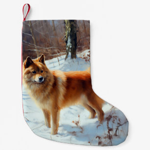 Finnish Spitz Let It Snow Christmas Small Christmas Stocking
