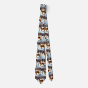 Finnish Spitz Let It Snow Christmas Tie