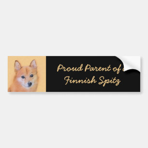 Finnish Spitz Painting - Cute Original Dog Art Bumper Sticker