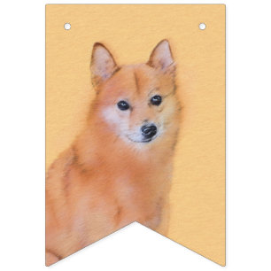 Finnish Spitz Painting - Cute Original Dog Art Bunting