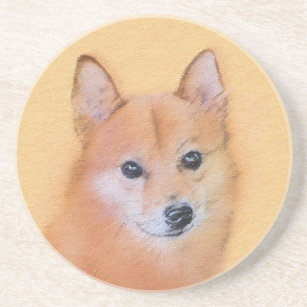 Finnish Spitz Painting - Cute Original Dog Art Coaster