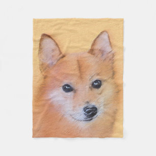 Finnish Spitz Painting - Cute Original Dog Art Fleece Blanket