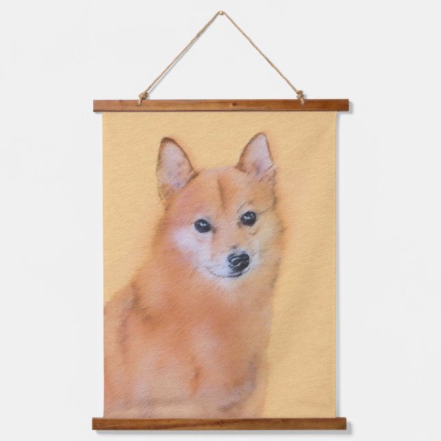Finnish Spitz Painting - Cute Original Dog Art Hanging Tapestry (Front)