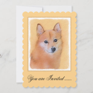 Finnish Spitz Painting - Cute Original Dog Art Invitation