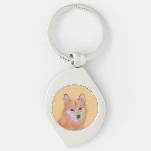 Finnish Spitz Painting - Cute Original Dog Art Key Ring