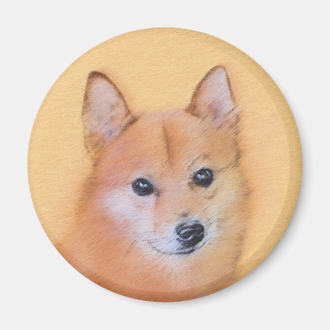 Finnish Spitz Painting - Cute Original Dog Art Magnet (Front)